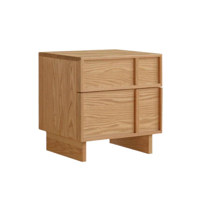 Red Oak, White Oak Solid Wood Two-drawer Nightstand