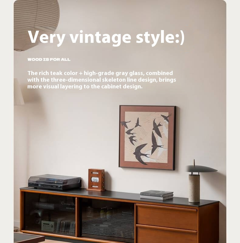 Poplar Solid Wood Medieval Style TV Stand