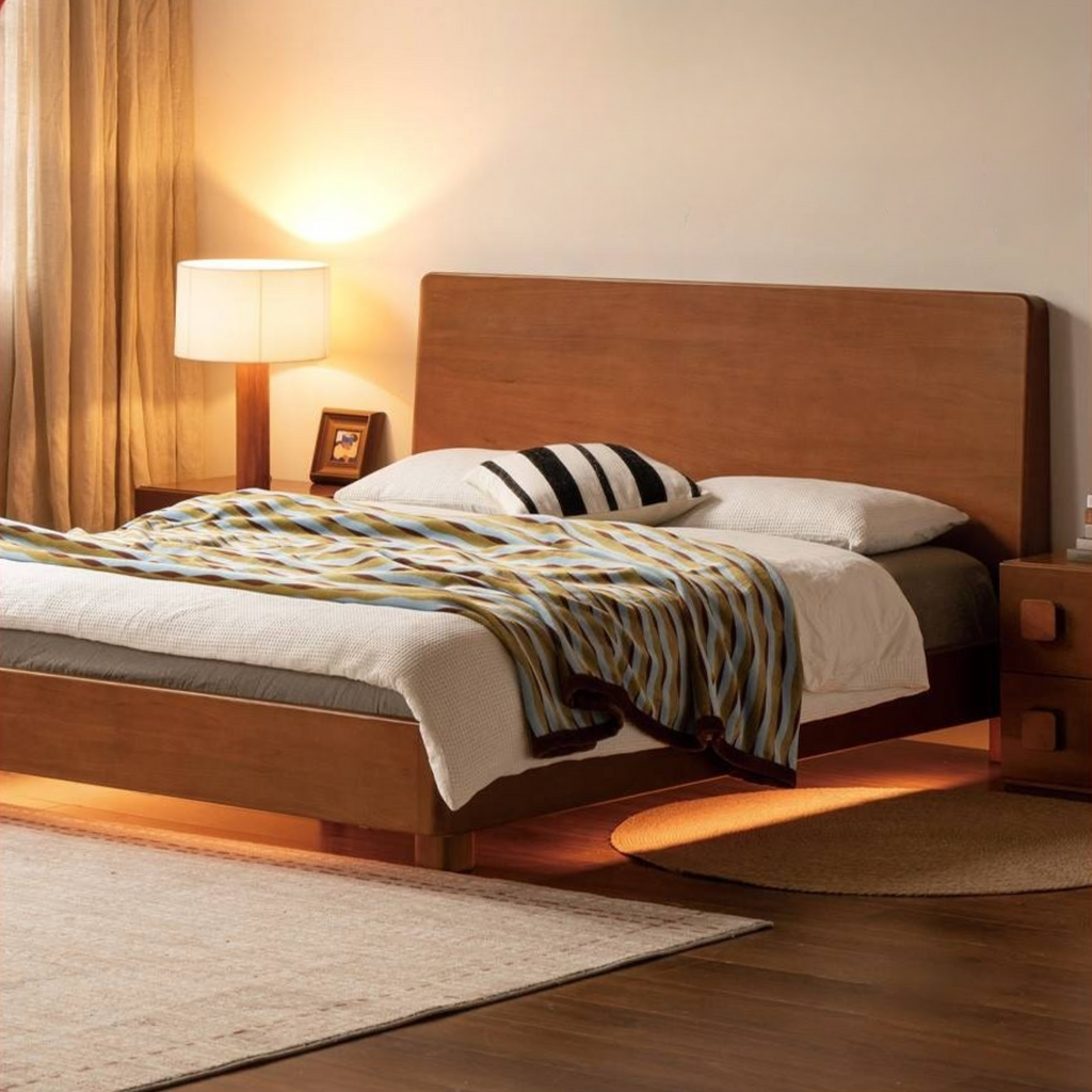 Poplar Solid Wood Multifunctional Luminous Bed