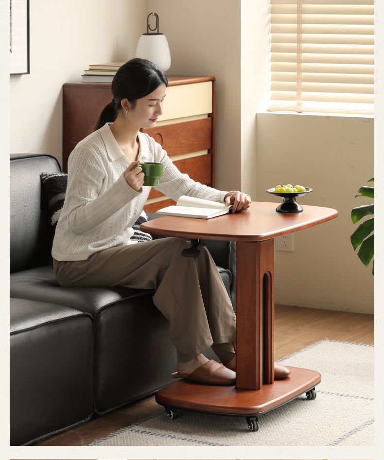 Poplar Solid Wood Lifting Medieval Style Side Table