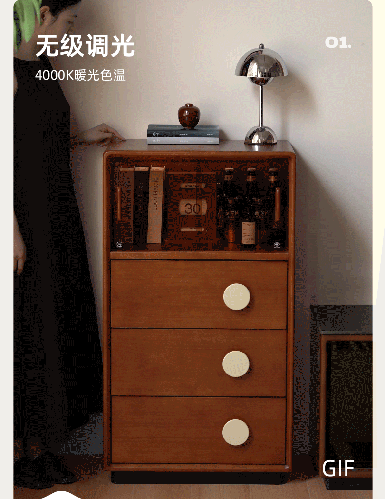 Poplar Solid Wood Antique Style Floor Side Cabinet