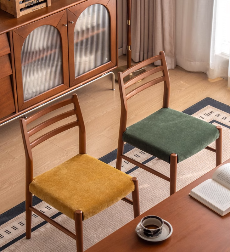 Set 4 pcs Beech Solid Wood Retro Style Dining Chair