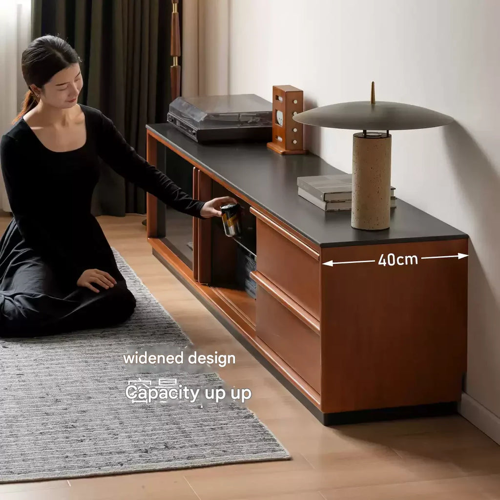 Poplar Solid Wood Antique Style Standing Rock Panel TV Cabinet