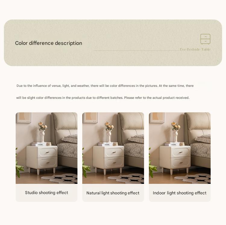 Solid Rubberwood French Cream Nightstand