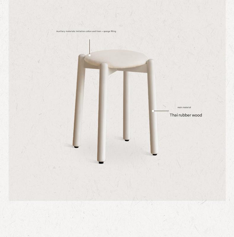 Solid Rubberwood Modern Stacking Stool