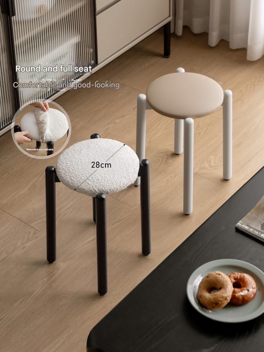 Solid Rubberwood Modern Stacking Stool