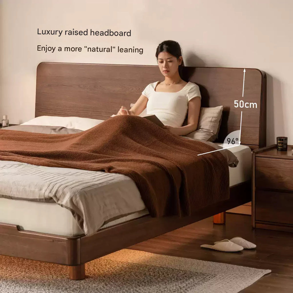 Sandalwood solid wood modern simple luminous multifunctional bed