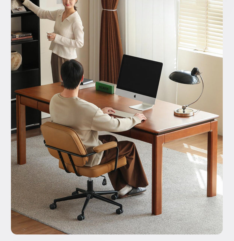 Poplar Solid Wood Antique Style Rectangular with Pull-out Workbench Office Desk