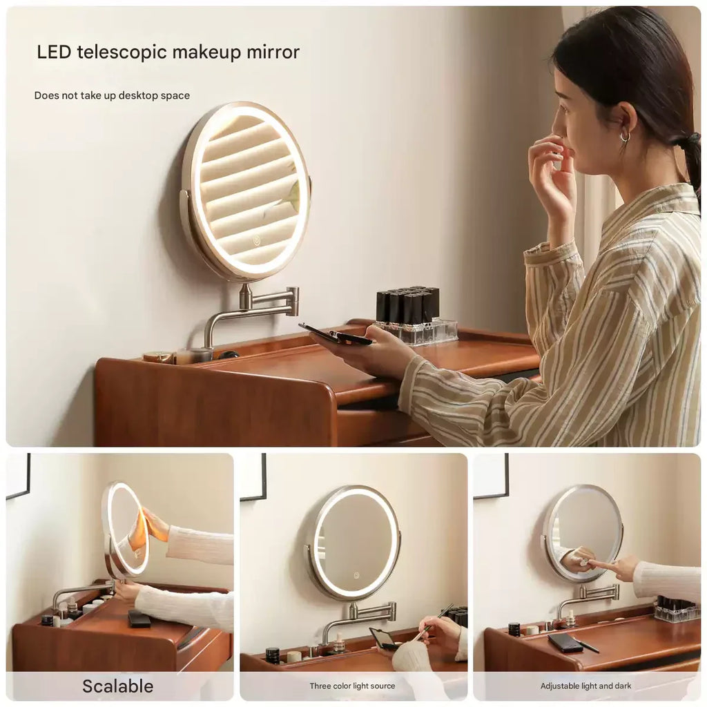 Poplar Solid Wood Multi Functional Retro Dressing Table