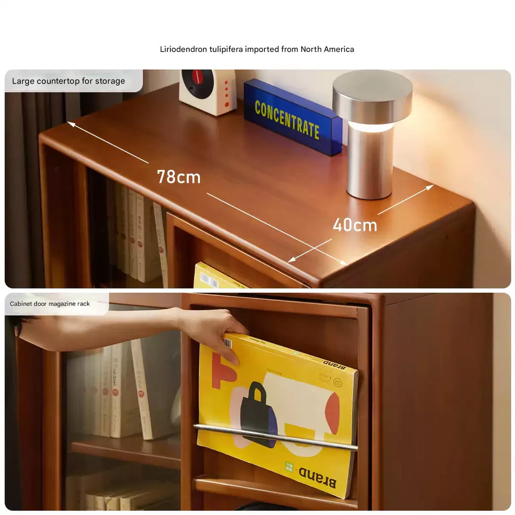 Poplar Solid Wood Ancient Style Sliding Door Side Cabinet