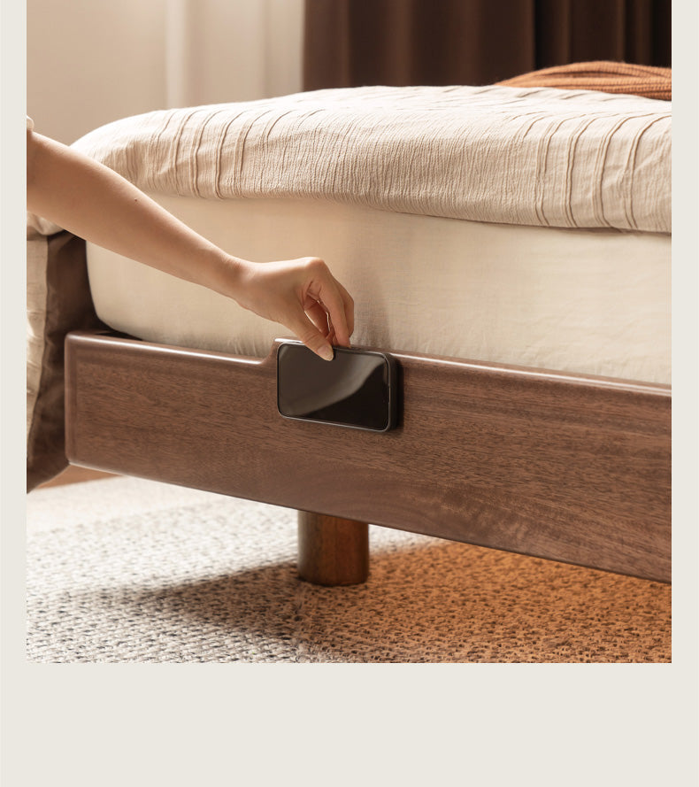 Sandalwood solid wood modern simple luminous multifunctional bed