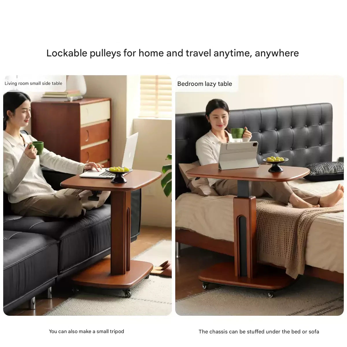 Poplar Solid Wood Mobile Ancient Style Table