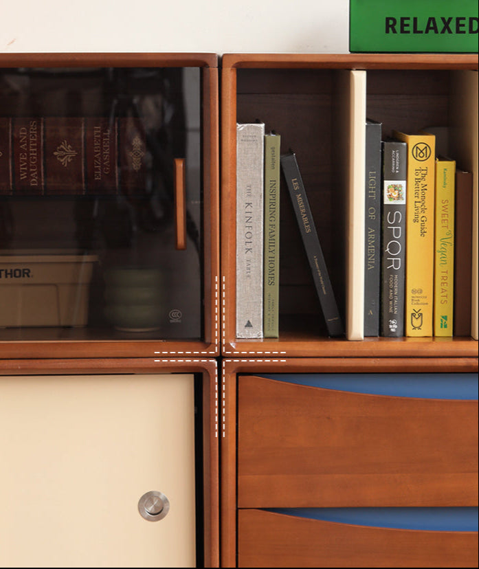 Poplar Solid Wood TV Cabinet Antique Style Module Combination.