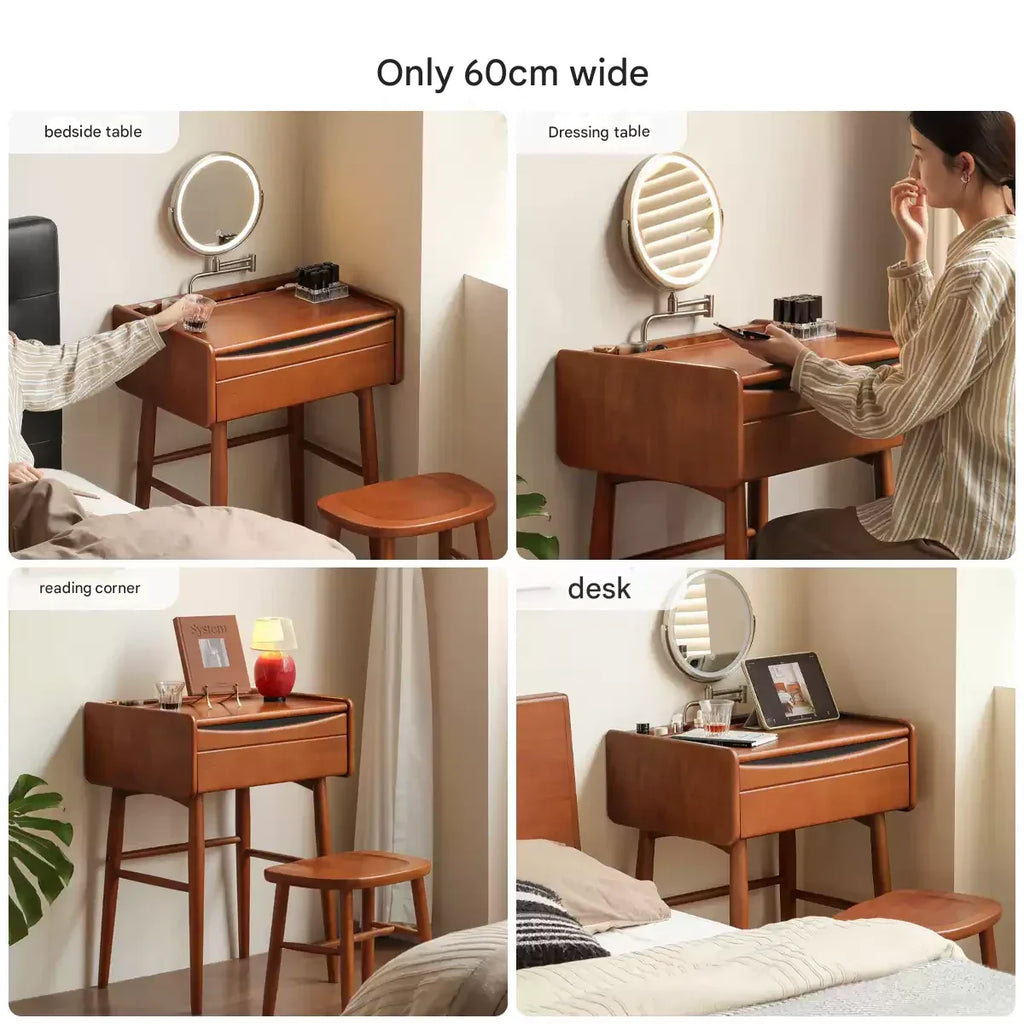 Poplar Solid Wood Multi Functional Retro Dressing Table