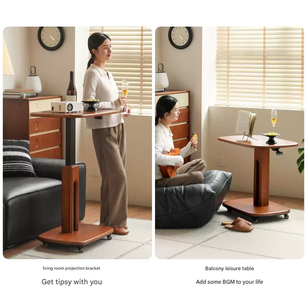 Poplar Solid Wood Mobile Ancient Style Table