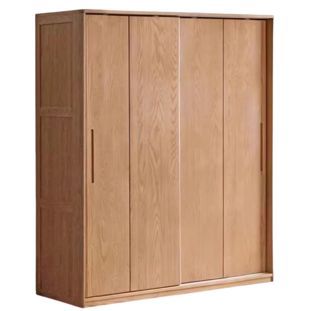 Oak, Ash Solid Wood Wardrobe With Sliding Doors.