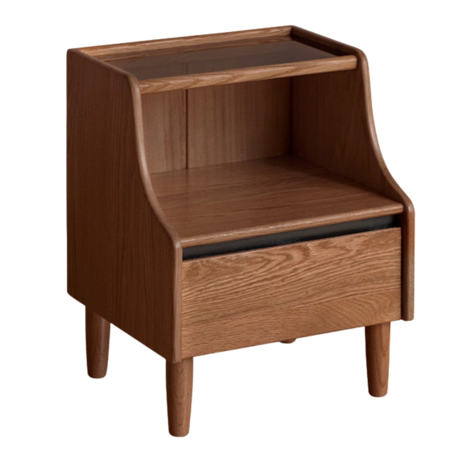 Rubberwood, Oak Solid Wood Log Style Nightstand