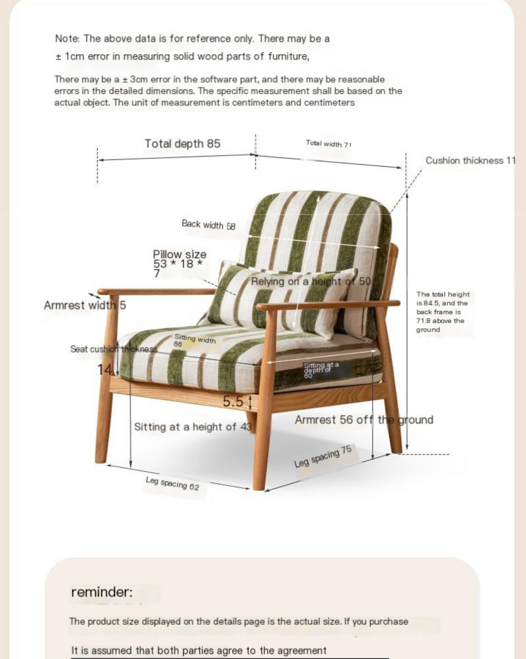 Oak Solid Wood Sofa Chair