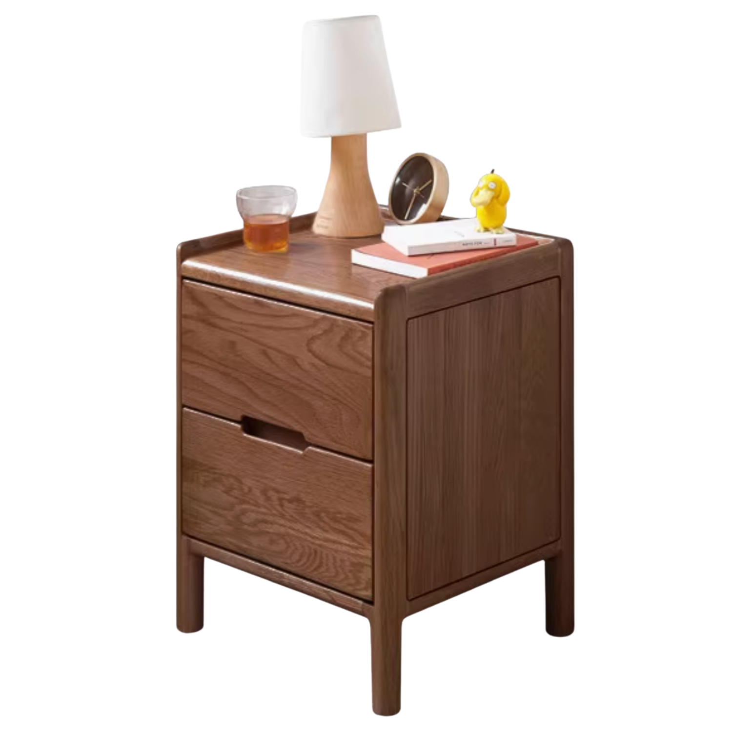 Rubberwood, Oak Solid Wood Simple Modern Style Nightstand