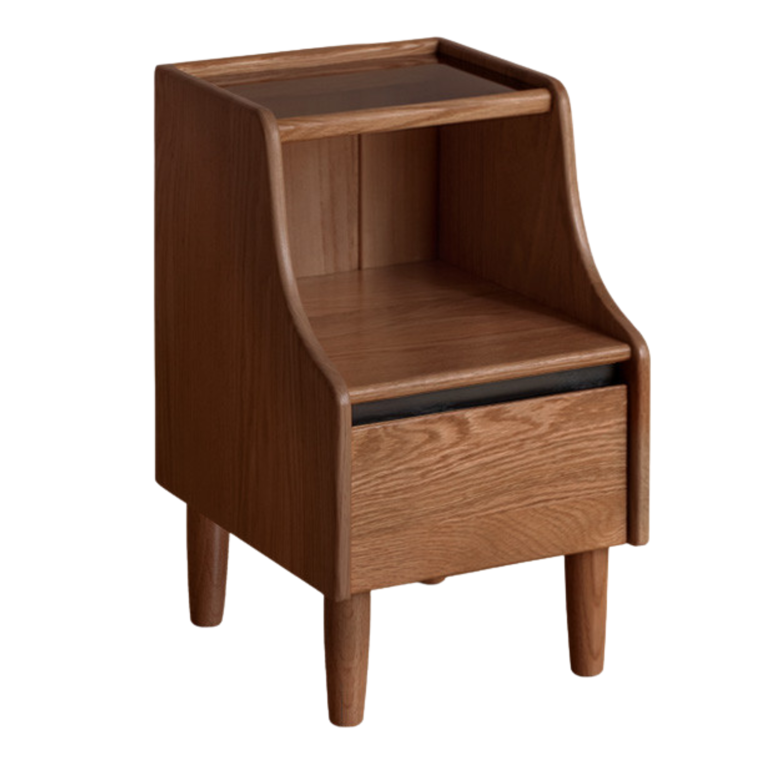 Rubberwood, Oak Solid Wood Log Style Nightstand