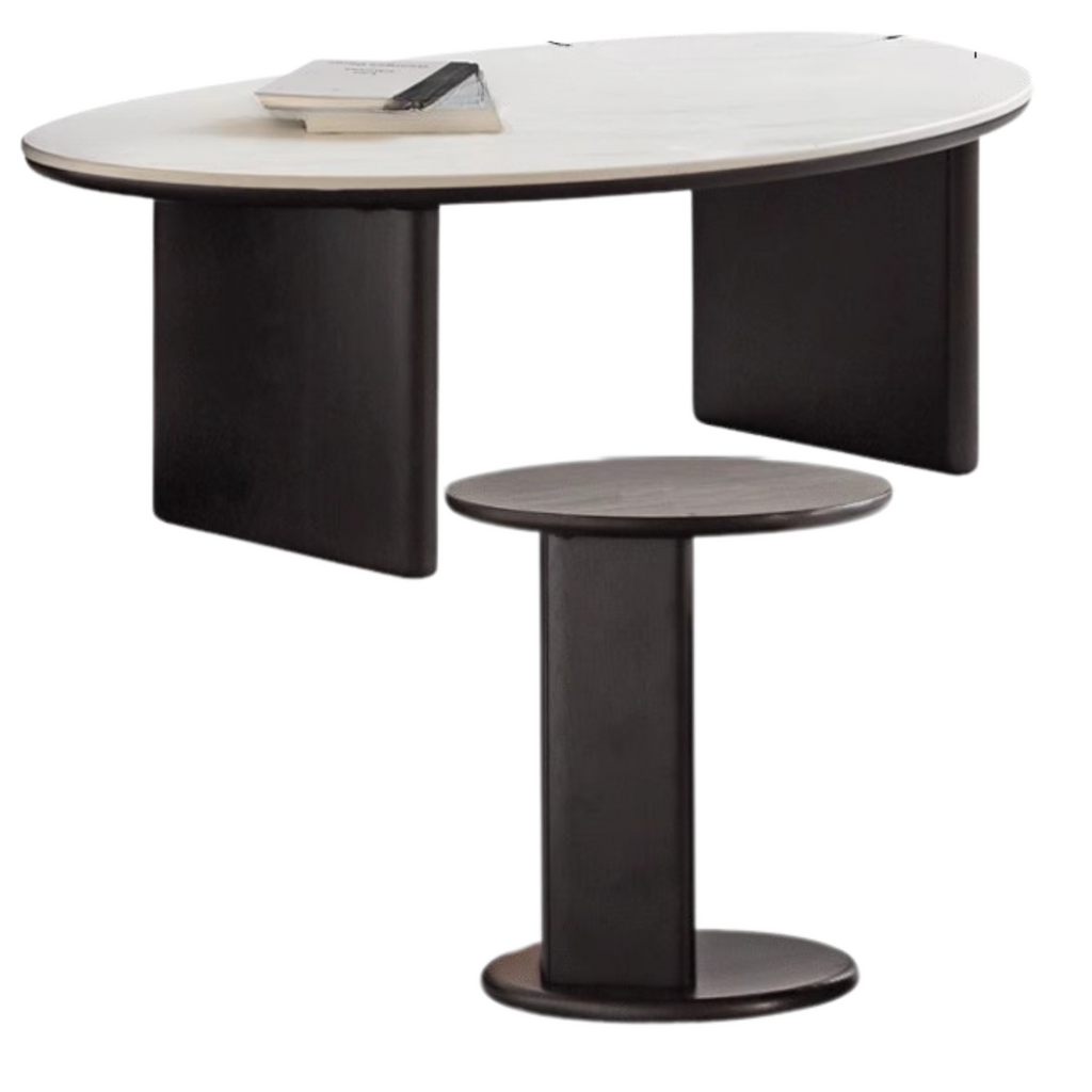 Oak Solid Wood Rock Slab Coffee Table Combination