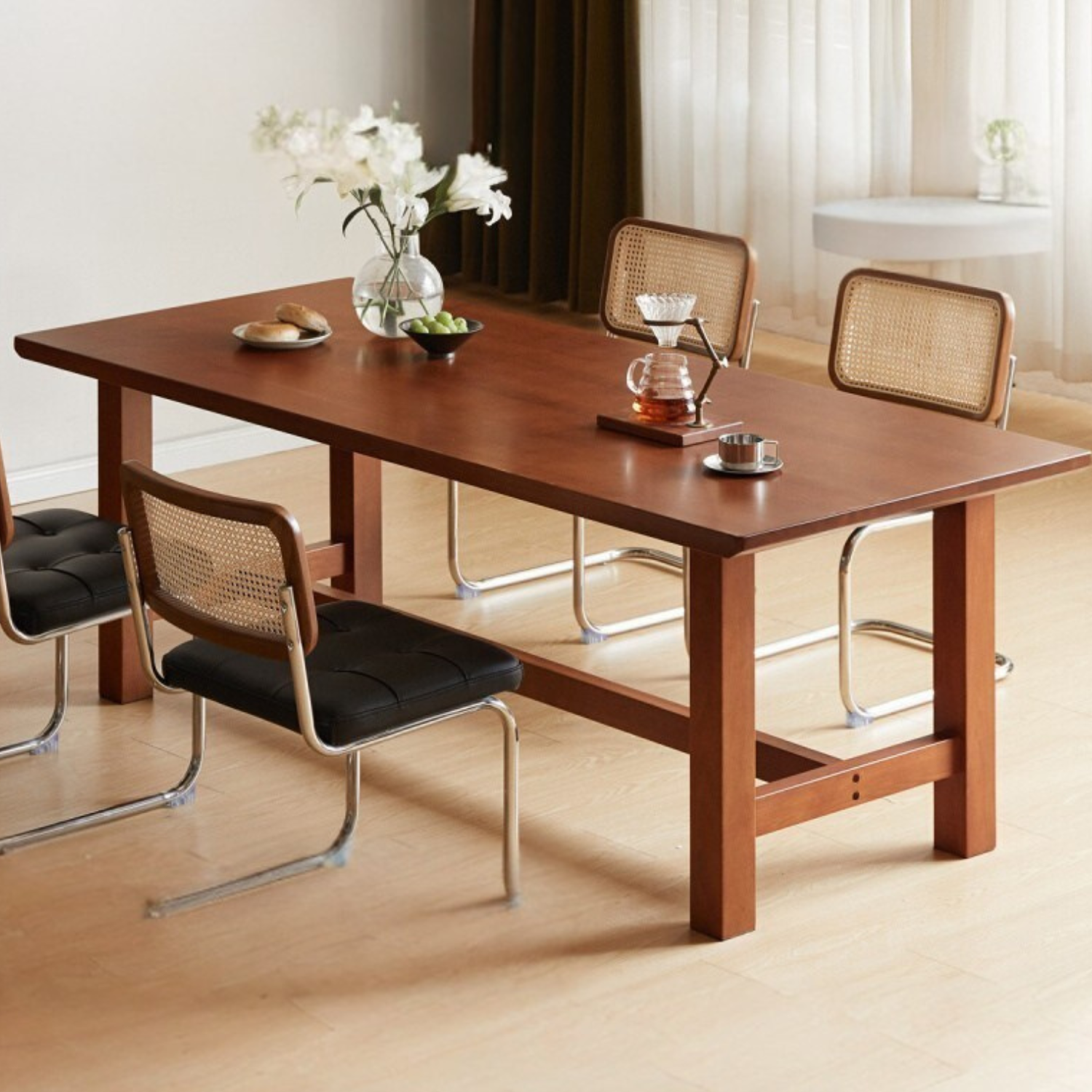 Poplar Solid Wood Mid Ancient Style Dining Table