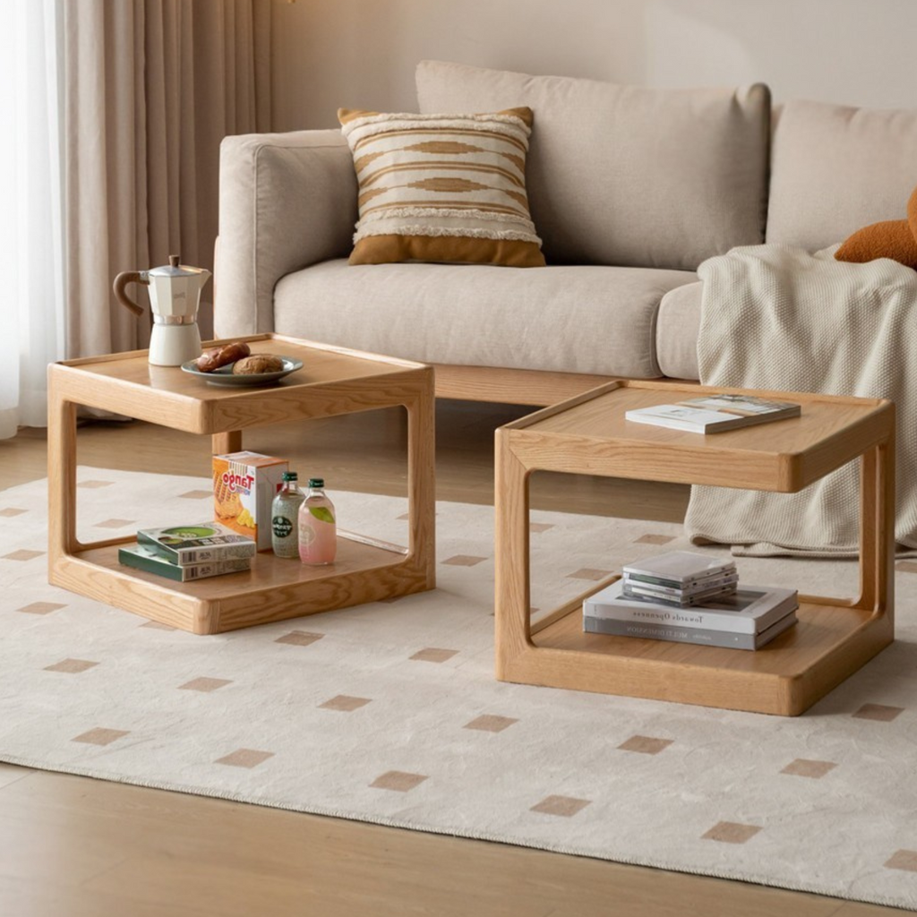 Oak Solid Wood Square Coffee Table Module Combination