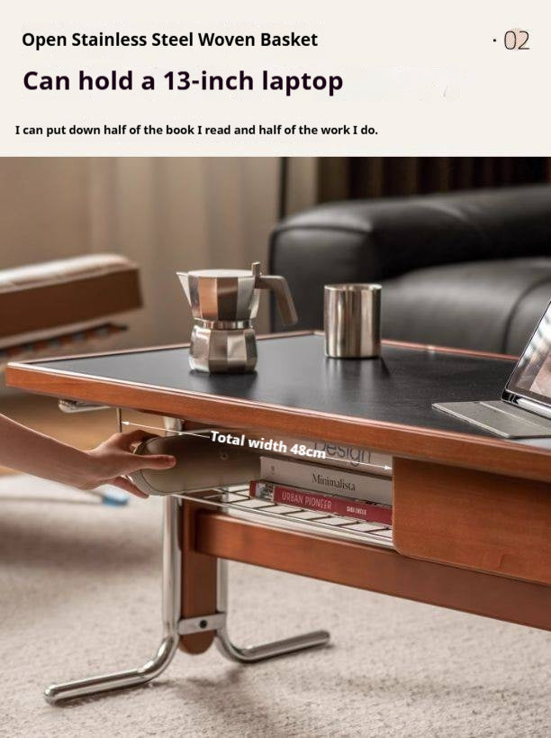 Poplar Solid Wood Ancient Style Rock Plate Tea Table