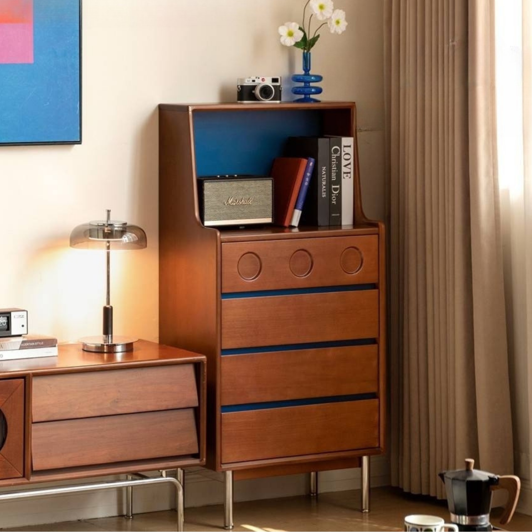 Poplar Solid Wood Middle-Age Edge Cabinet Storage