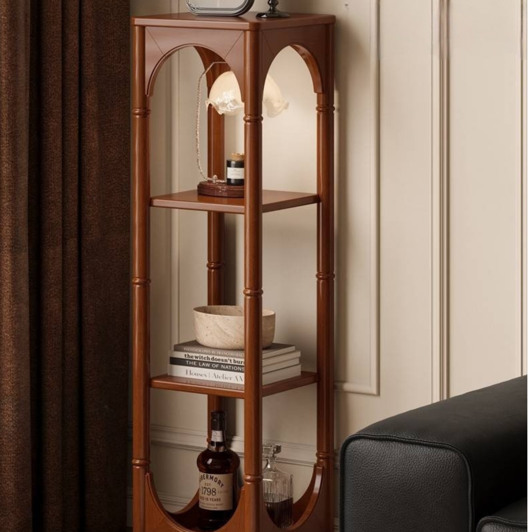 Poplar Solid Wood French Medieval Style Storage Rack