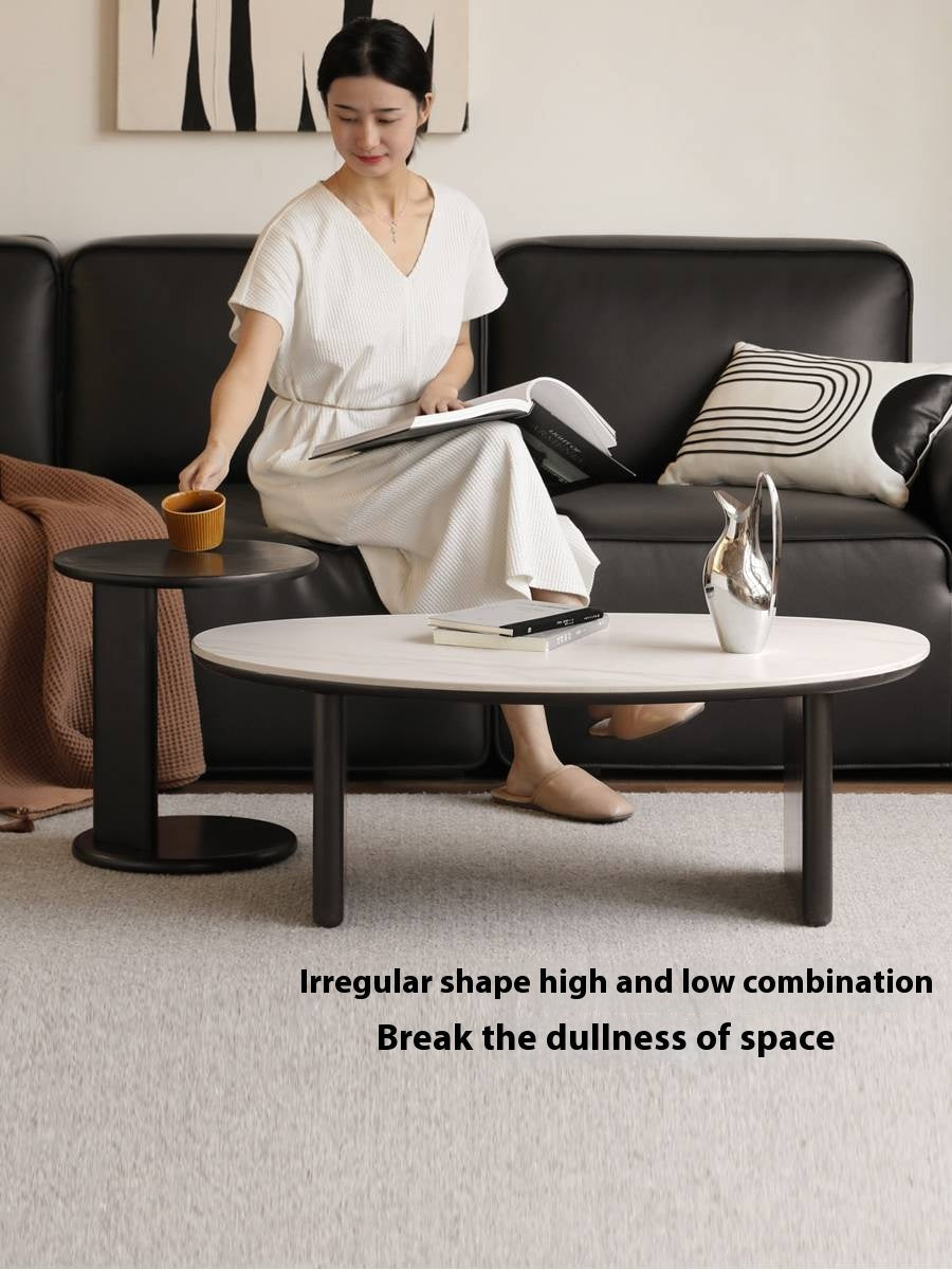 Oak Solid Wood Rock Slab Coffee Table Combination