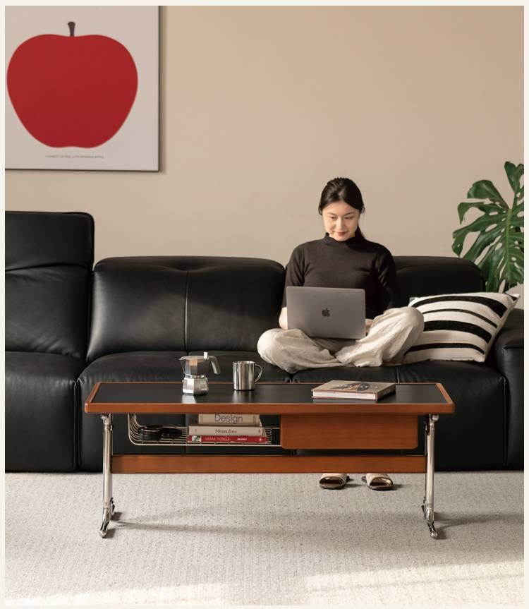 Poplar Solid Wood Middle Ages Rock Plate Coffee Table