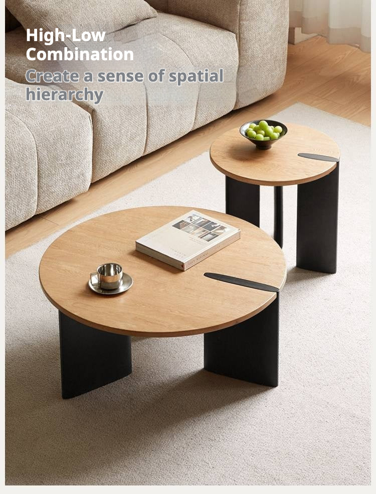 Poplar Solid Wood Wabi-Sabi Style Creative Round Coffee Table