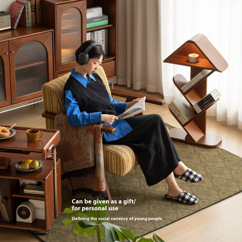 Poplar Solid Wood Mid Century Style Bookshelf And Newspaper Rack