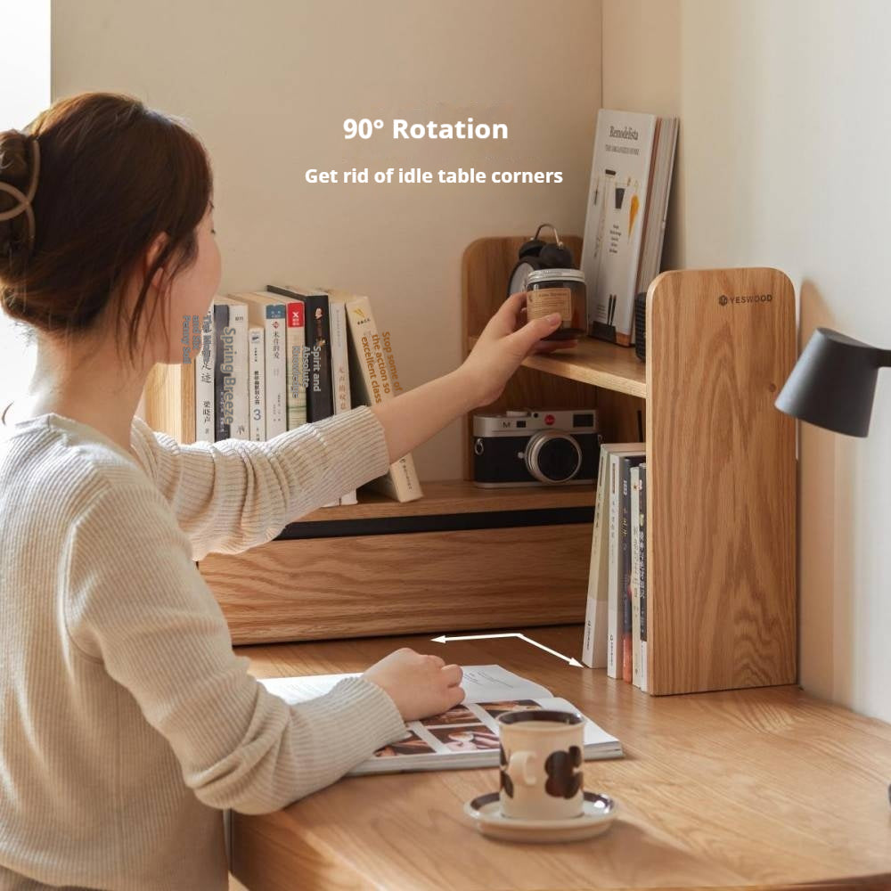 Oak Solid Wood Retractable Storage Desktop Shelf