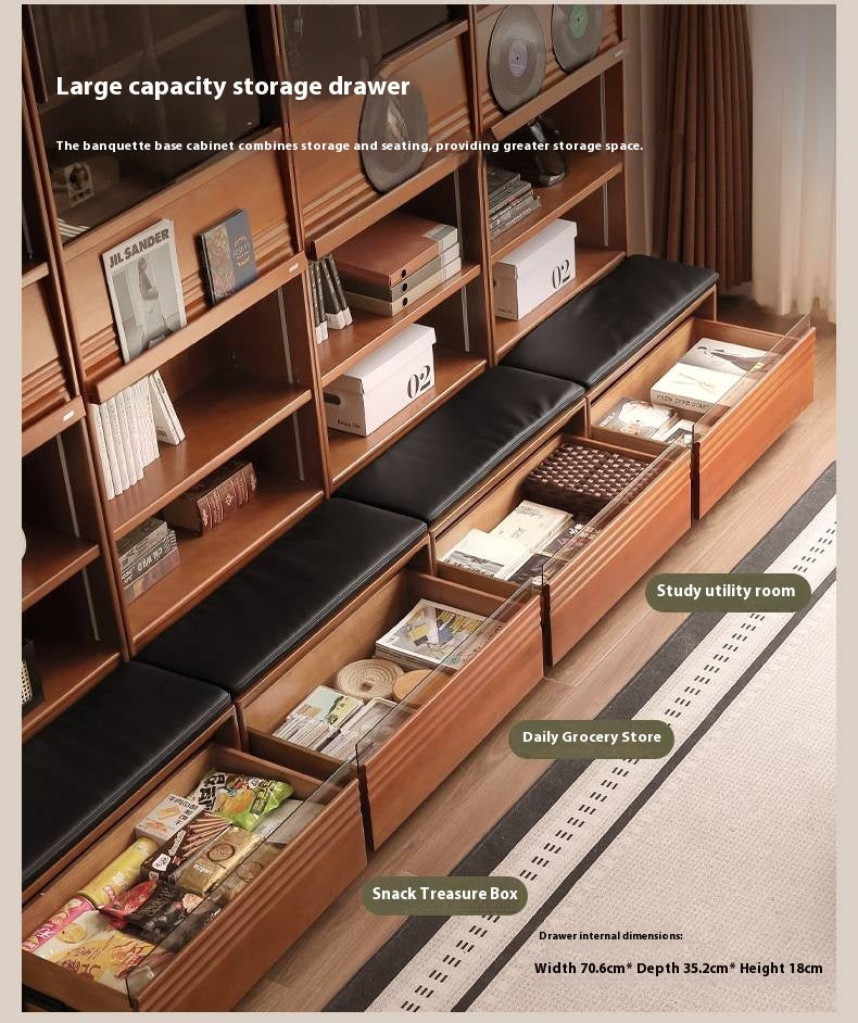 Poplar Solid Wood Antique Style Bookshelf Combination