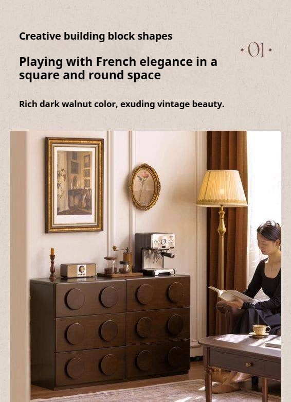 Poplar Solid Wood French Retro Style Bucket Cabinet