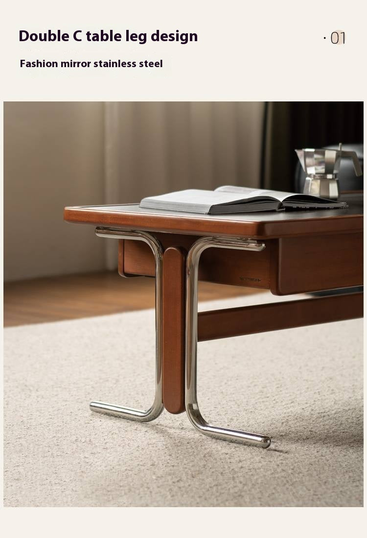 Poplar Solid Wood Middle Ages Rock Plate Coffee Table