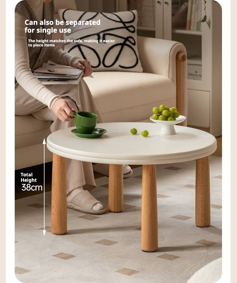 Oak Solid Wood Round Coffee Table Combination