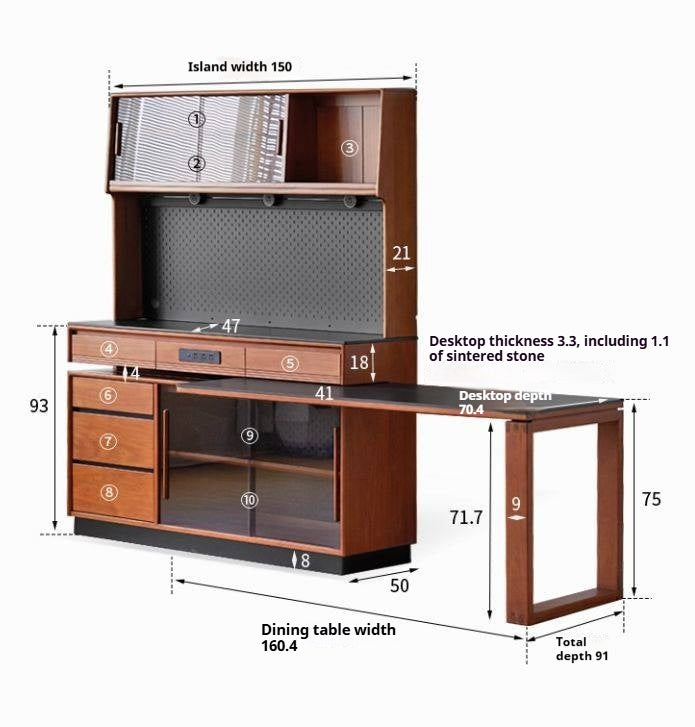 Poplar Solid Wood Island Dining Table Rotatable