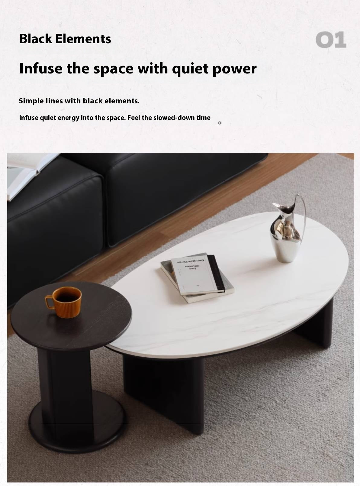 Oak Solid Wood Rock Slab Coffee Table Combination