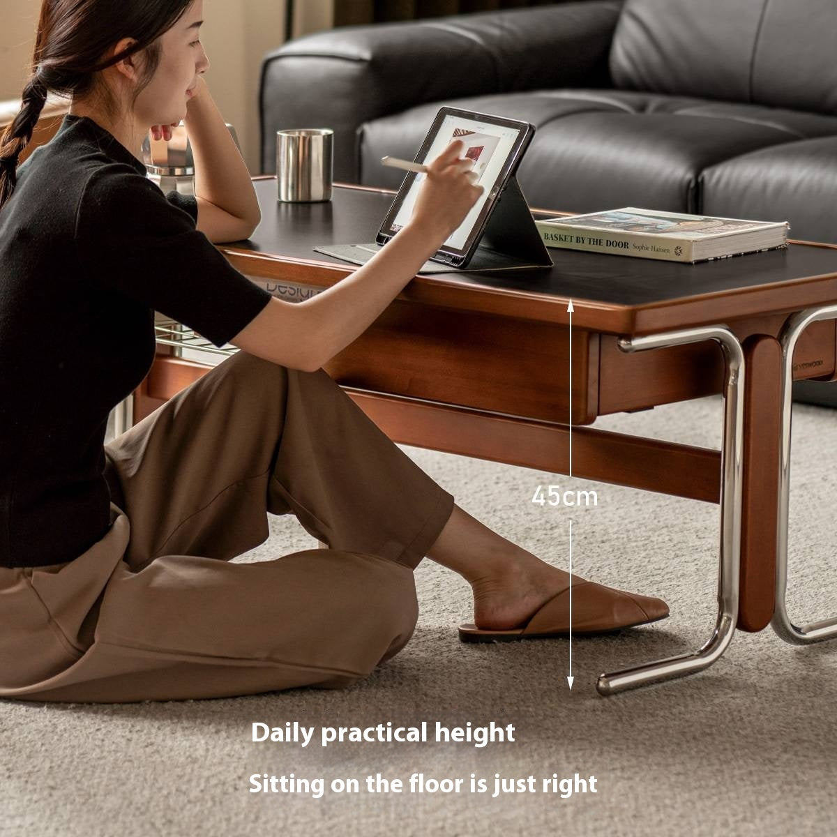 Poplar Solid Wood Middle Ages Rock Plate Coffee Table