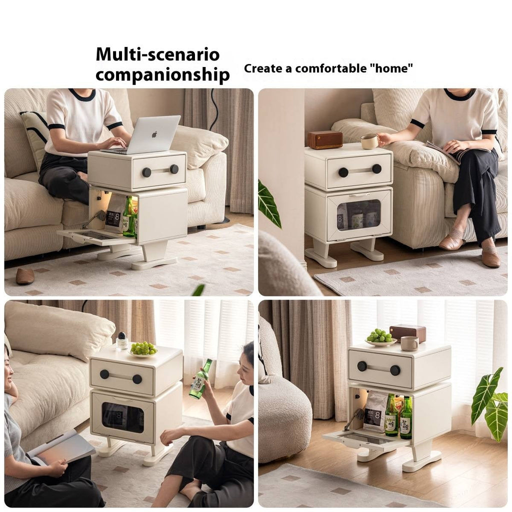 Solid Rubberwood Cream Style Nightstand