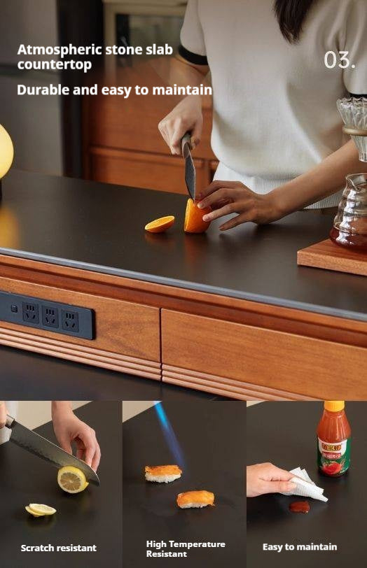 Poplar Solid Wood Island Dining Table Rotatable