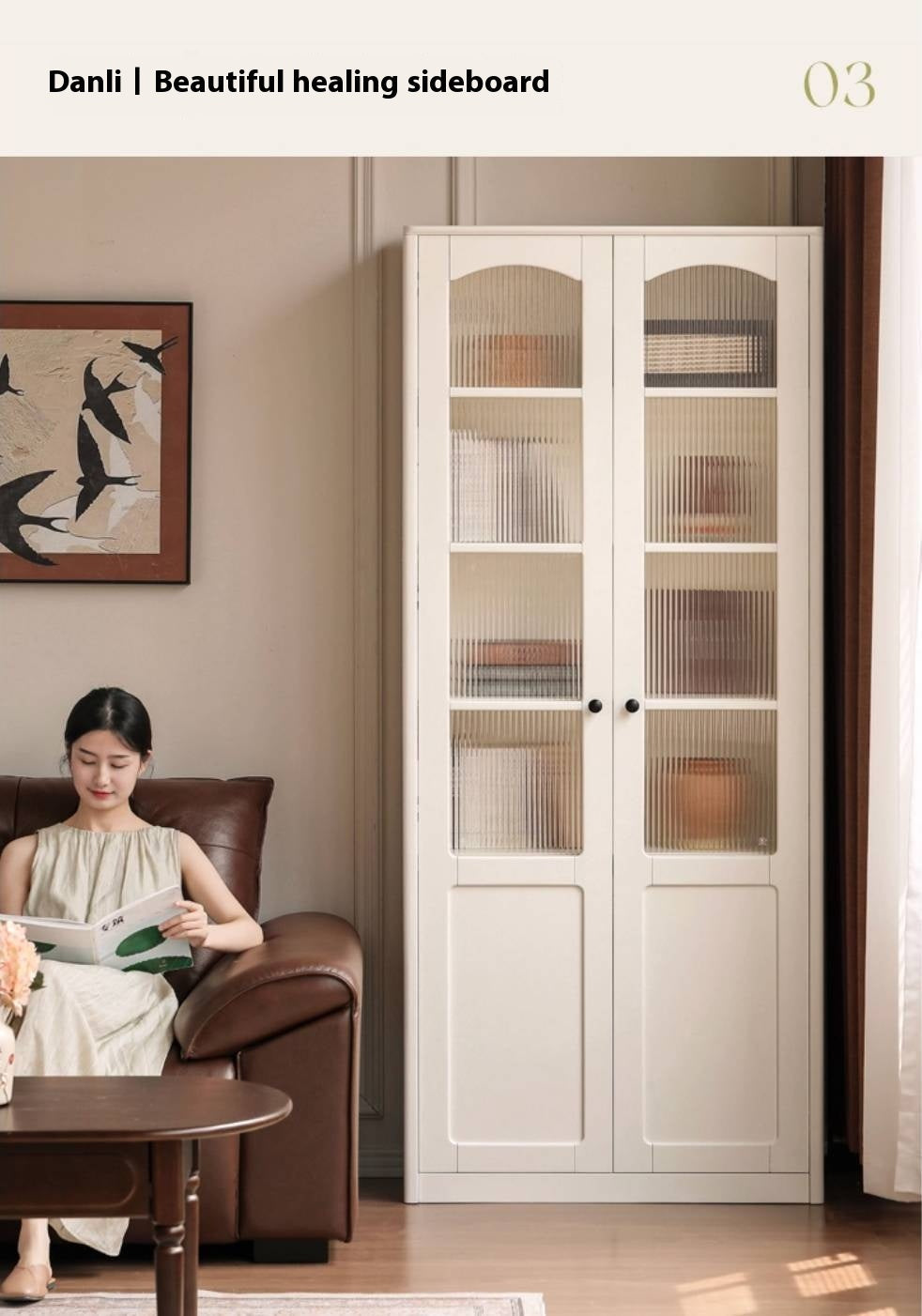 Rubberwood Solid Wood French Style Side Cabinet