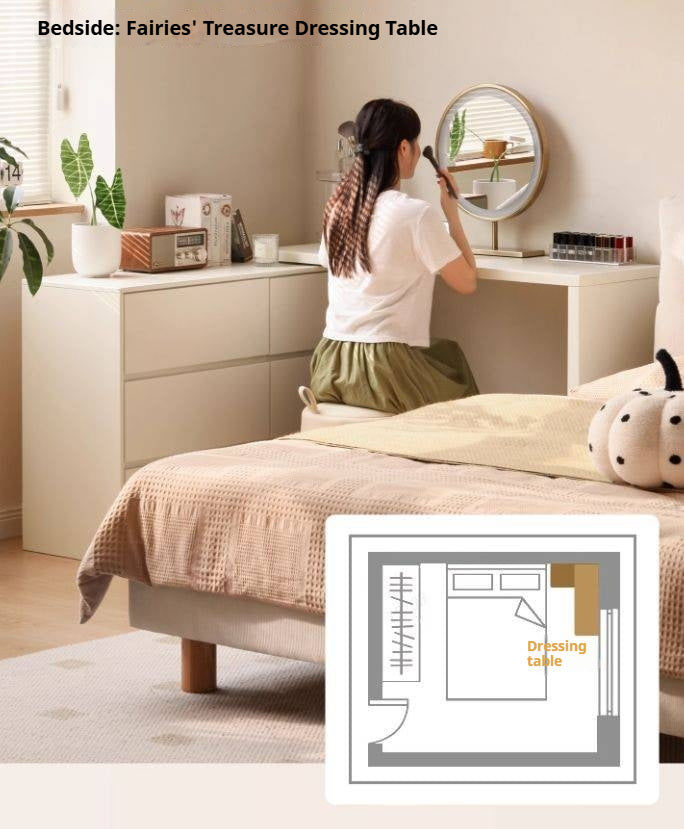 Poplar Solid Wood Makeup Table and Stretchable Dressing Table