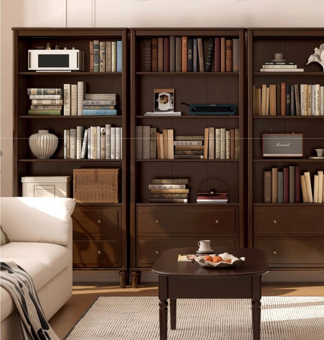 Poplar, Black Walnut Solid Wood American Style Bookcase