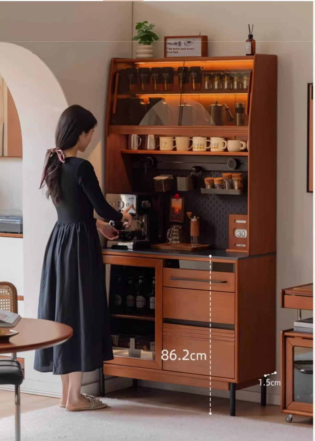 Poplar Solid Wood Antique Style Rock Board Buffet