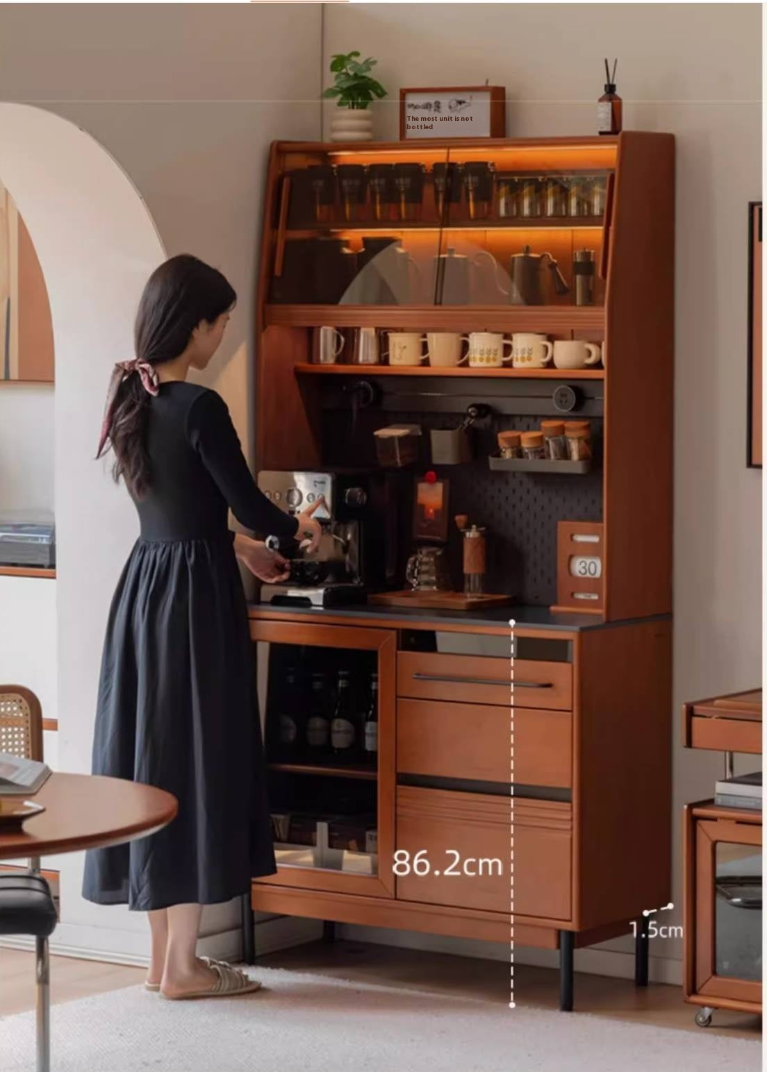 Poplar Solid Wood Antique Style Rock Board Buffet