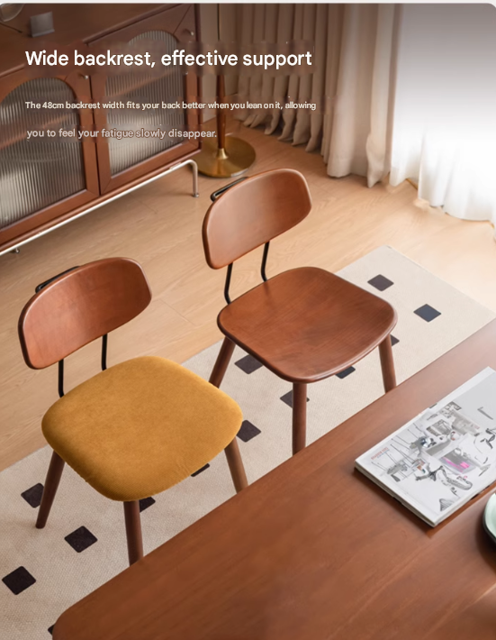 Set pcs 4 Beech, Cherry Solid Wood Medieval Style Soft Retro Dining Chair